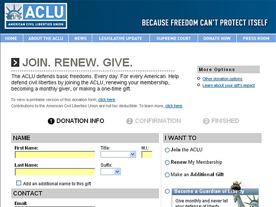 ACLU - Donation Page