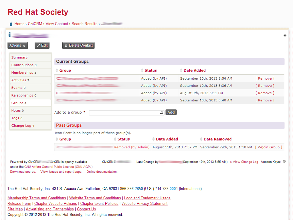 Red Hat Society - Contact Record