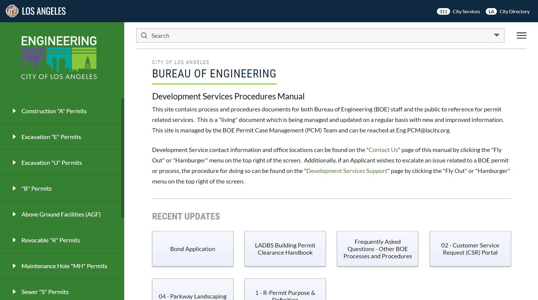 Bureau of Engineering Home Page